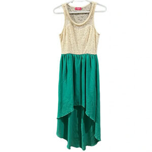 Gold and Green dress, high low, large